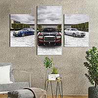 Картина из трех панелей KIL Art триптих Три роскошных автомобиля Rolls-Royce 141x90 см (1397-32) z110-2024