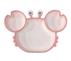 Тарілка дитяча на присосці на 3 секції Краб 6880 15х23 см рожева 4361047