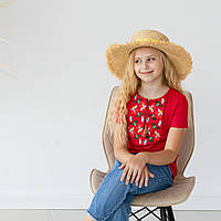 Вишиванка-футболка Moderika Квіткова червона з вишивкою 98