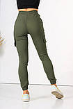 Спортивні штани жіночі джогери з стрейч-котону, стрейчеві жіночі брюки джогери чорні VS 1087, фото 3