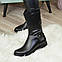 Жіночі черевики на низькому ходу, натуральна чорна шкіра, фото 4