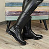 Черевики жіночі на низькому ходу, натуральна чорна шкіра, фото 2