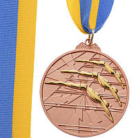 Медаль спортивная с лентой двухцветная Плавание C-4848 Бронзовый (33508327)