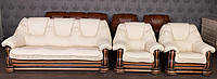 Комплект кожаной мягкой мебели "Гризли" раскладной диван и два мягких кресла "Grizli"