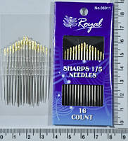 Иглы ручные острые "Royal" SHARPS 1/5 - No06011 (1 уп = 16 шт) Япония