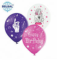 Воздушные шары Happy Birthday Венсдей (Wеdnesday) Инид, 25 шт/уп (5 ст) ТМ Sharoff