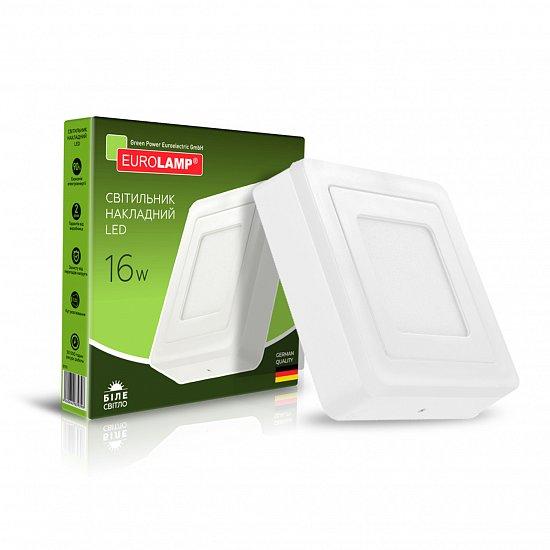 LED світильник Eurolamp накладний квадратний 16W 4000K LED-NLS-16/4