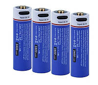 Аккумуляторы (батарейки) Tipe-C USB пальчиковый 2200 мАч 1.5V Li-ion Doublepow комплект 4шт