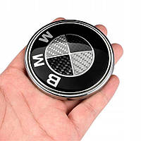 Эмблема чёрно белый карбон заглушки в диски BMW 74мм