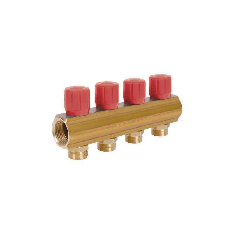 Icma колектор розподільний із регулювальними вентилями No 1105. 1"х4 (Red)