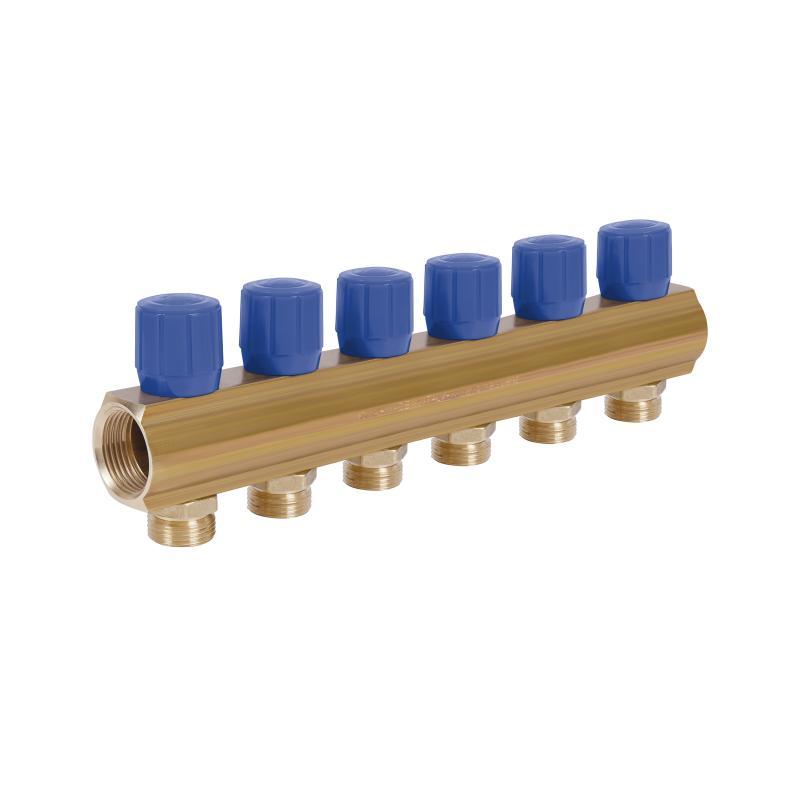 Icma колектор розподільний із регулювальними вентилями No 1105. 1"х6 (Blue)