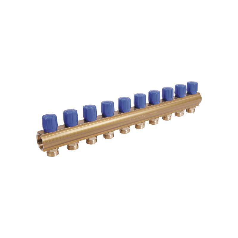 Icma колектор розподільний із регулювальними вентилями No 1105. 1"х10 (Blue)