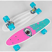 💜Пенні борд Penny Board HB40 New Скейт зі світними колесами Рожевий з Бірюзовим
