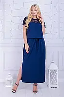 Вечернее платье размер плюс Версаль синее (50-64) 62-64