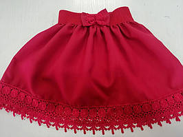 Спідниця дитяча для дівчинки з мереживом  розмір 4-7 років, червоного кольору