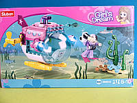 Конструктор для дівчаток Підводний човен батискаф із фігуркою Sluban із серії конструкторів Рожева мрія