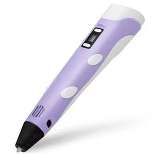 3Д-ручка акумуляторна з трафаретами та пластиком для малювання 3Д Pen Фіолетова