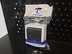 Вимикач 2-клавішний, вологозахисний, білий, IP54, Титан