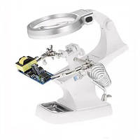 Третя рука для паяння TH-7023B з підсвіткою, лінзою та фіксатором плат