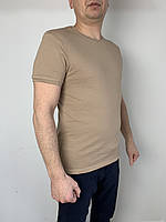 Однотонные мужские летние футболки одноцветные, хлопок, цвет мокко, ОПТ ОТ ПРОИЗВОДИТЕЛЯ