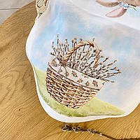 Салфетка для корзины, на стол «Кролик с пасхальной корзинкой» 35х60 см (SLF_23M010)
