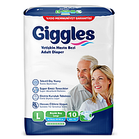 Підгузки для дорослих Giggles Large 10 крапель 100-150 см. (10 шт.)