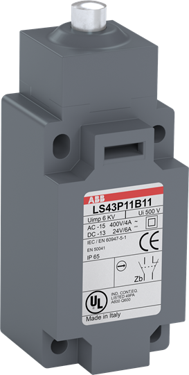 Кінцевий вимикач ABB LS43P11B11 з плунжерним приводом миттєвої дії 10А (1SBV010711R1211)
