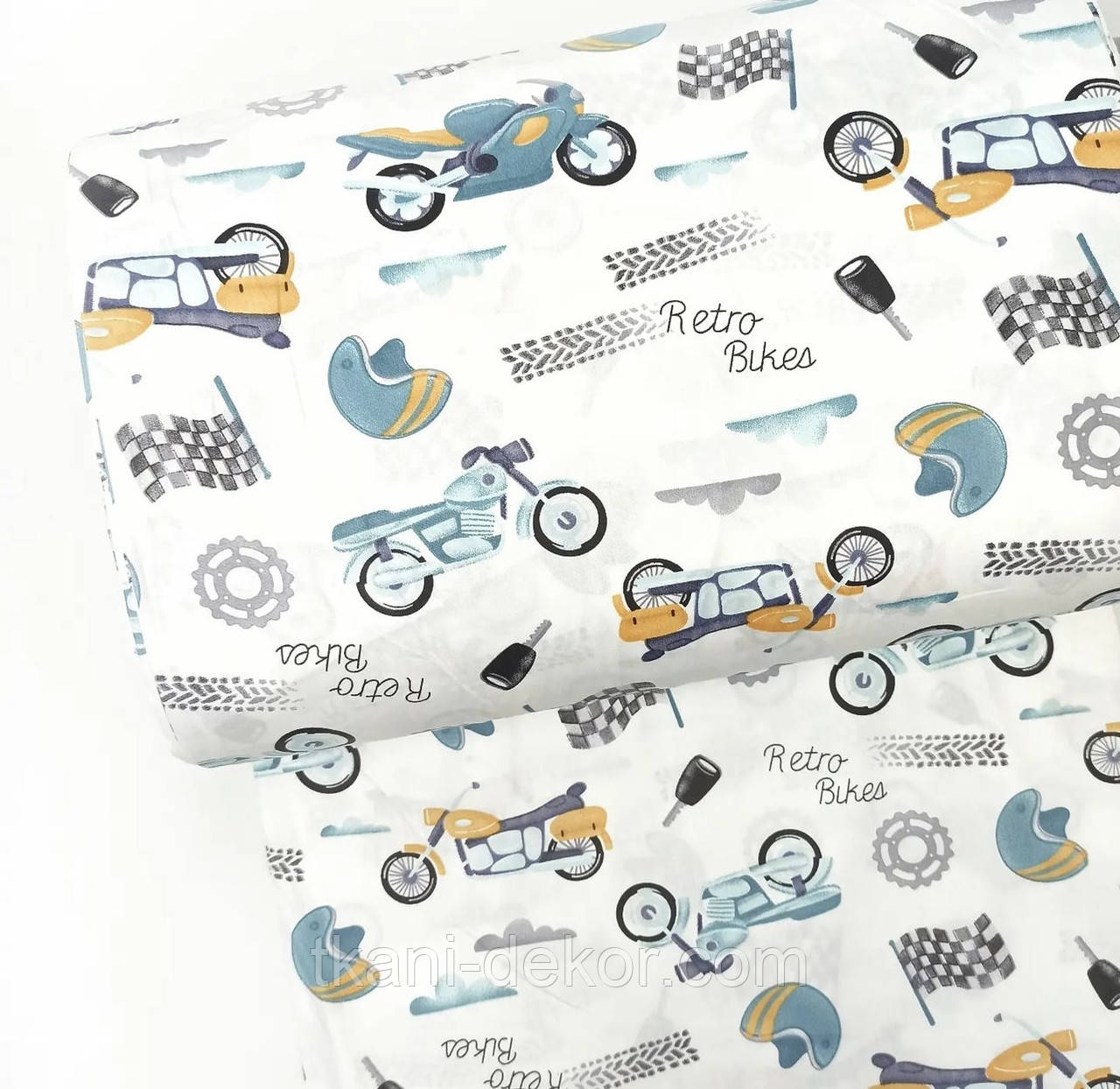 Сатин (бавовняна тканинна) Retro bike (ширина 160 см, 120 г/м2), фото 1