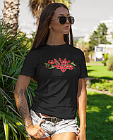 Патриотическая футболка женская с гербом черная Mishe 11000027