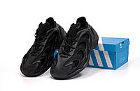Кроссовки мужские беговые черные Adidas adiFOM Q Black. Обувь мужская стильная в черном цвете Адидас адиФОМ К