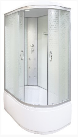 Душовий гідробокс 120*80*210 см переднє скло decor, заднє скло white, глибокий піддон (лівосторонній)