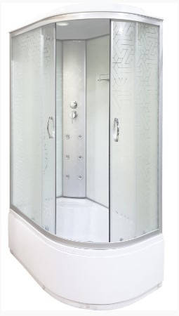 Душовий гідробокс 120*80*210 см переднє скло decor, заднє скло white, глибокий піддон (лівосторонній), фото 1