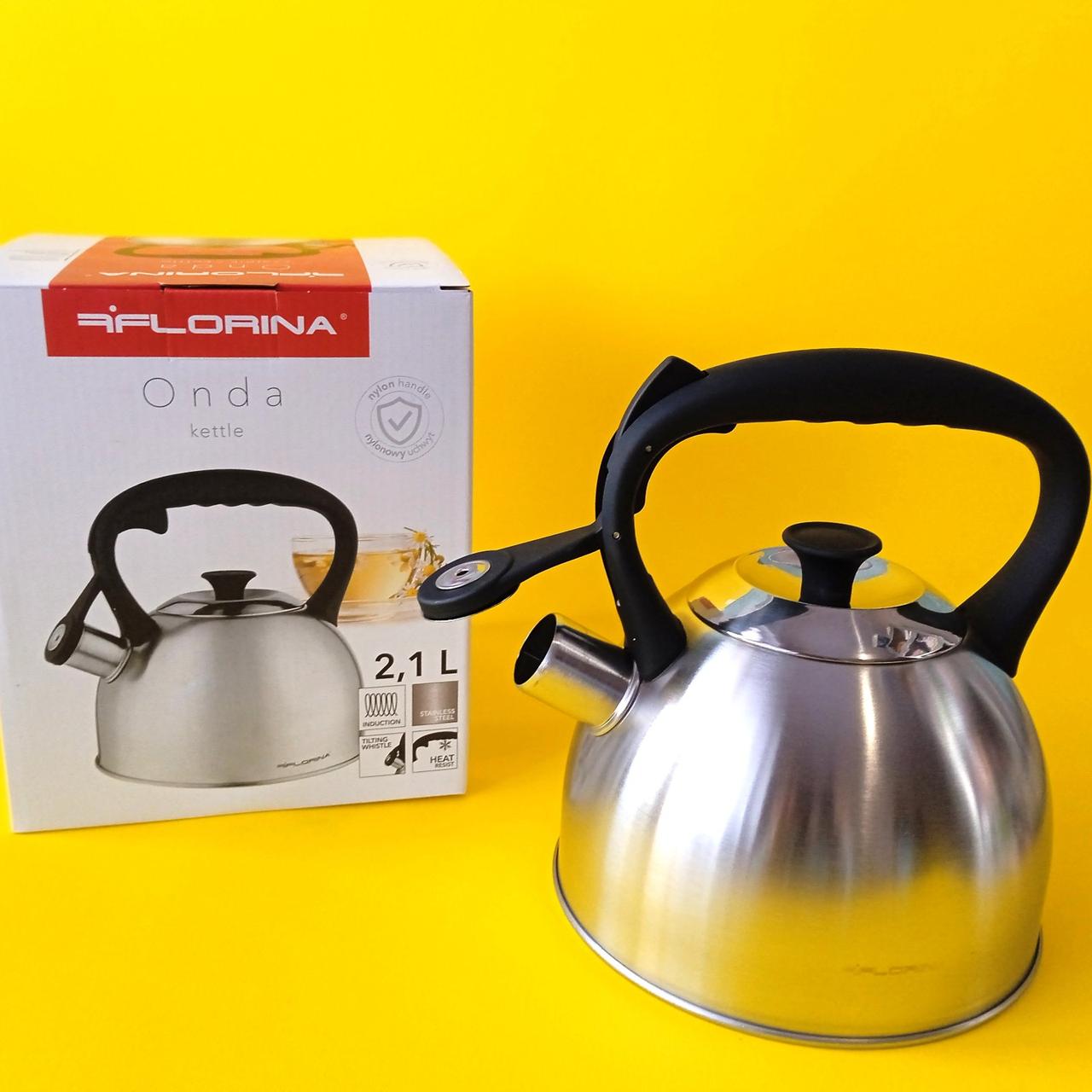 Чайник  металевий 2,1 л зі свистком | Чайник нержавіюча сталь, фото 1