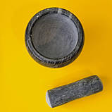 Ступка з пестиком для спецій. Кухонна ступка з каменю. Ступка для спецій. Мармурова ступка з товкачиком, фото 3