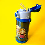 Дитяча термопоїлка з трубочкою 350 мл Анна й Ельза ⁇ Термопоїлка Хоробре серце ⁇ Дитяча поїлка з трубкою ⁇ , фото 3