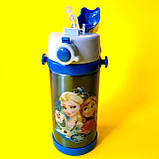 Дитяча термопоїлка з трубочкою 350 мл Анна й Ельза ⁇ Термопоїлка Хоробре серце ⁇ Дитяча поїлка з трубкою ⁇ , фото 4