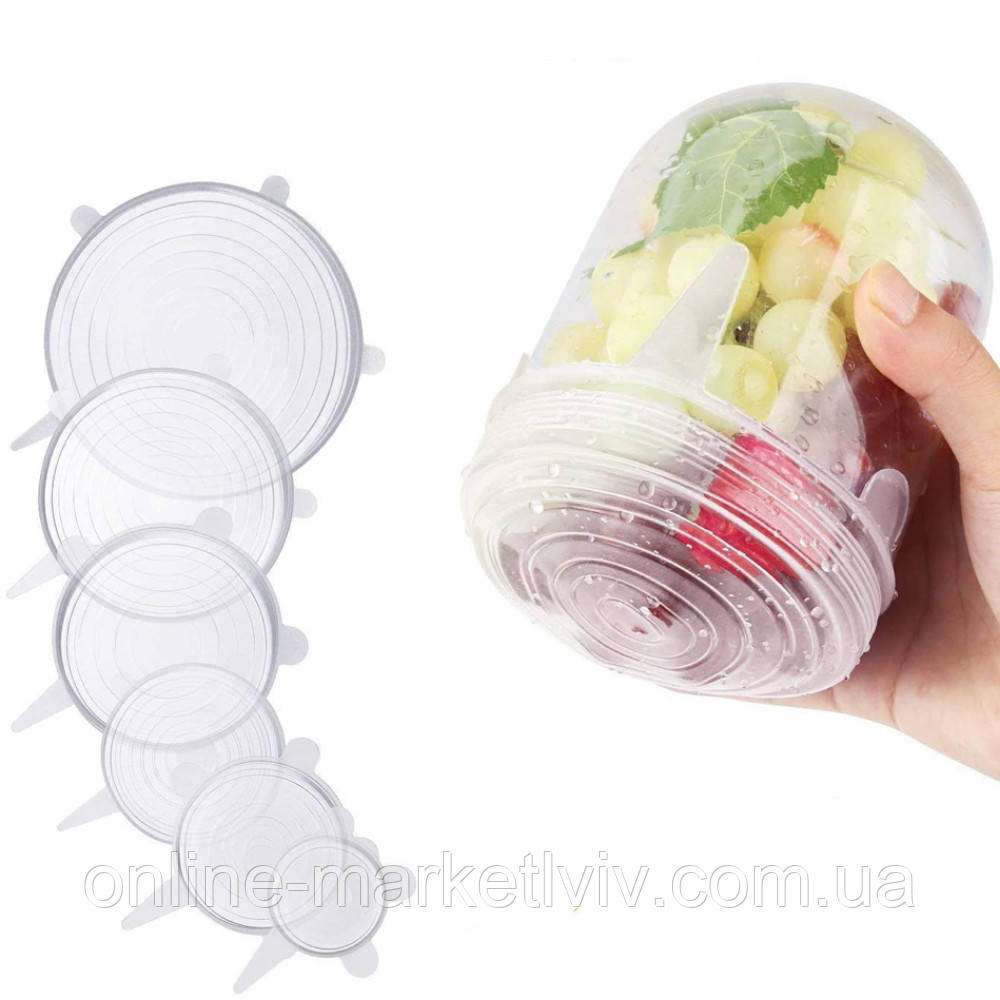 Купити Універсальні силіконові кришки 6 шт, Silicon Cap, колір Рандом ...