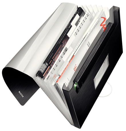 Папка із 6 відділеннями на гумці чорна Leitz Style, фото 1