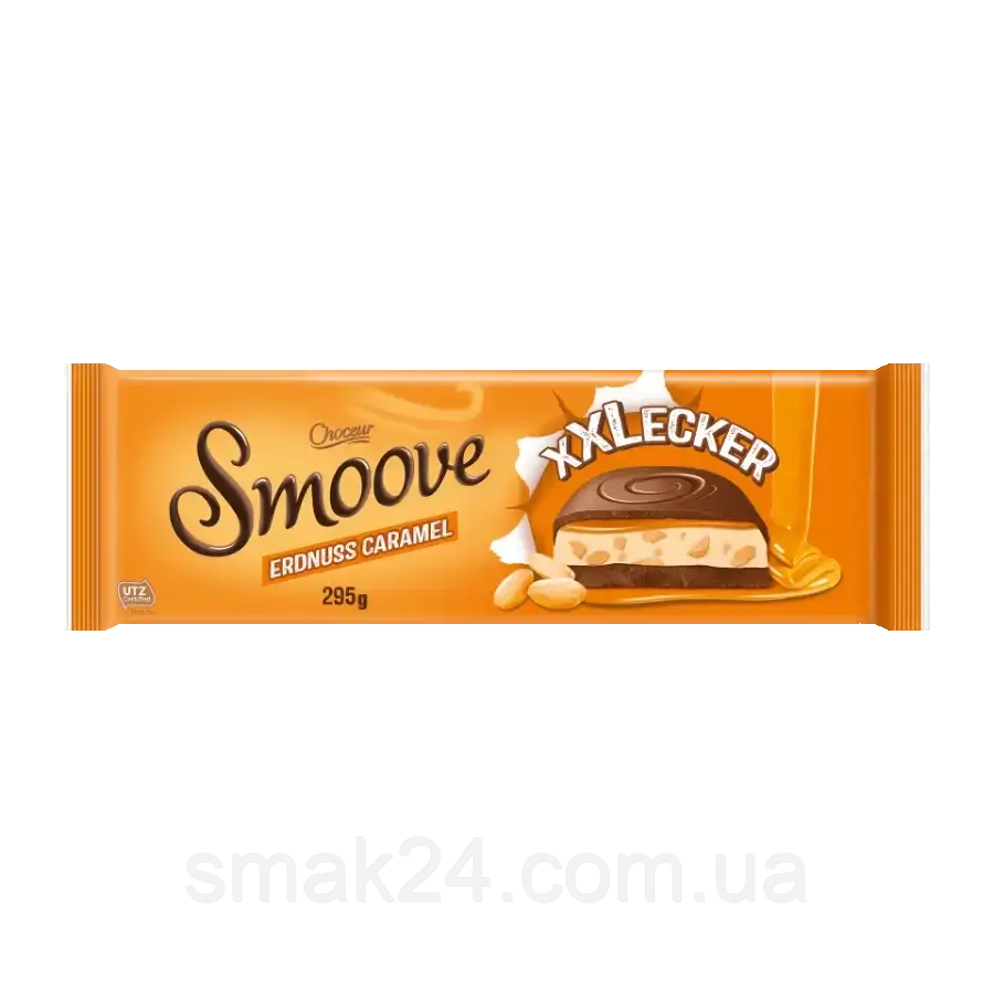 Молочный шоколад с кусочками арахиса и карамельной нугой Choceur Smoove Erdnuss Caramel 295г Германия - фото 1 - id-p1811472972