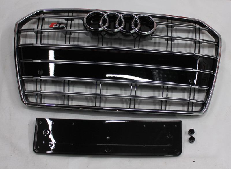 Решітка радіатора Audi A6 C7 2015-2017 стиль S6 (чорна з хром окантовкою), фото 1