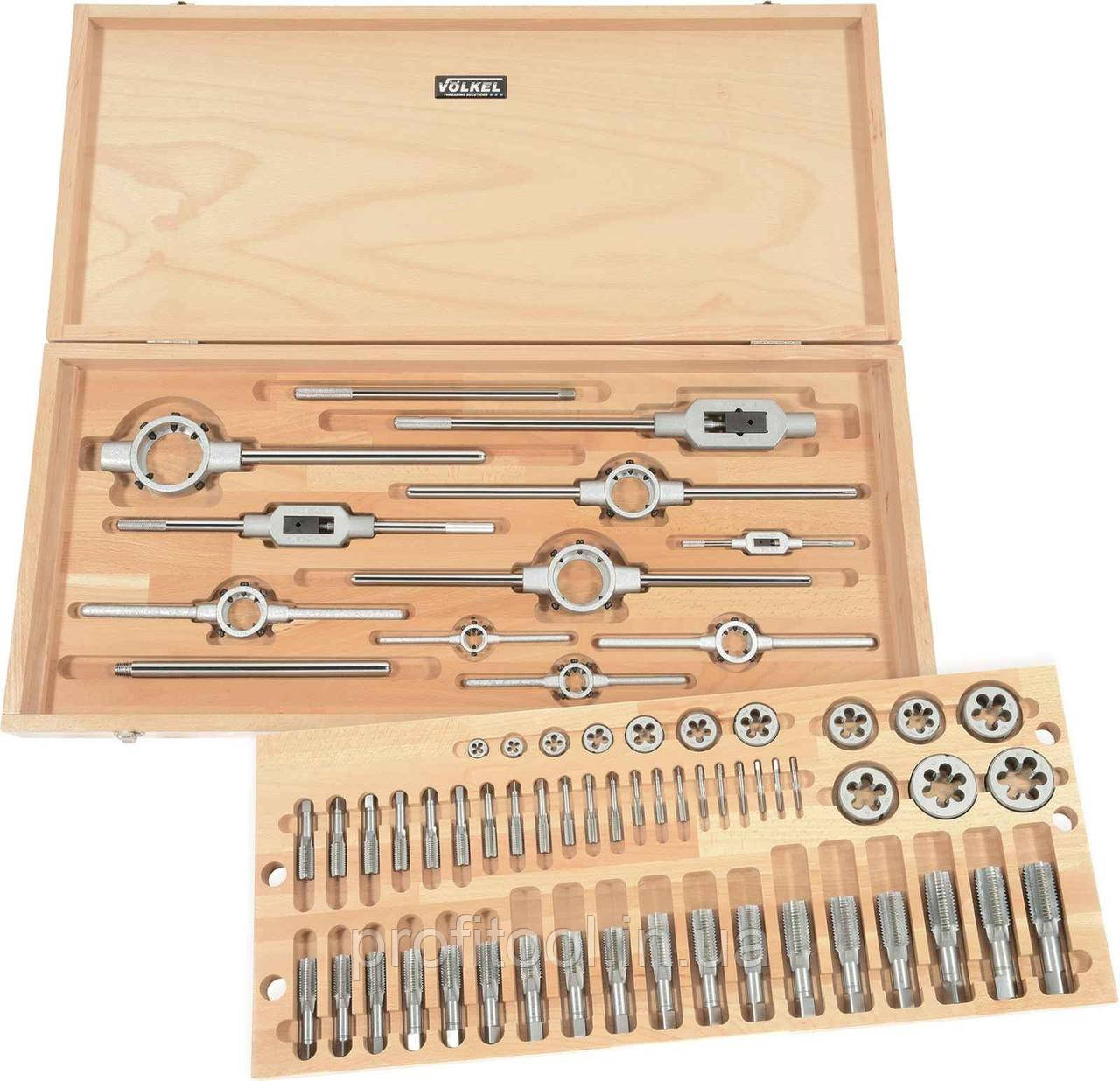 Набір Volkel мітчиків і плашок М5-М30, мітчикотримачі + Плашкотримачі + різьбомір HSS-G; 62 шт.; кейс (арт 48007), фото 1