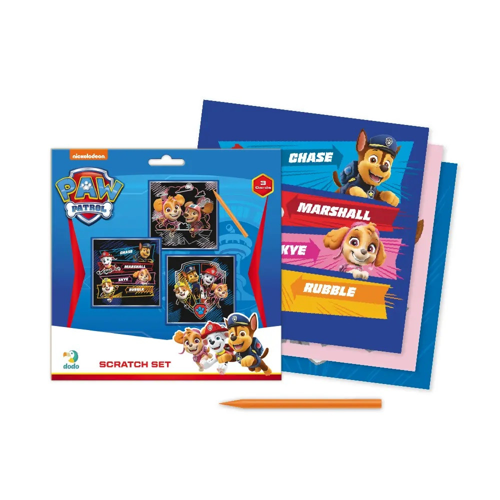 Набір Гравюр Paw Patrol Dodo 200194, Щенячий патруль, 3 картинки, царапка, scratch, Додо, дитяча творчість,