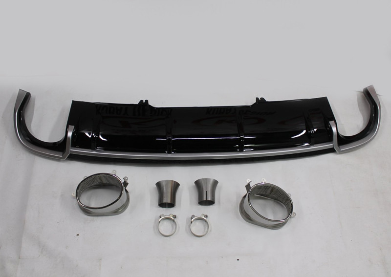 Дифузор з насадками на задній бампер Audi A4 B9 стиль RS4 (під стандартний бампер), фото 1