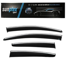Дефлектор на вікна (вітровики) з ХРОМ молдінгом FORD Focus 3 (C346 HB/SEDAN) 2010-2018 Sunplex (компл. 4 шт.)