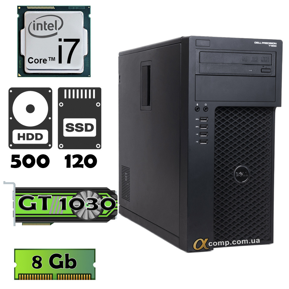 Dell Precision T1650 (i7 3770 • GT1030 • 8Gb • 500Gb • ssd 120Gb) MT