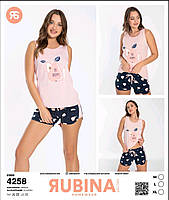 Пижама женская Rubina Secret размером XL (50). Комплект для дома и сна. Майка на брителях и шорты