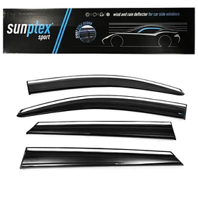 Дефлектор на вікна (вітровики) з ХРОМ молдінгом HYUNDAI (Хюндай) Tucson 3 (TL) 2015-2023 Sunplex (компл. 4 шт.)