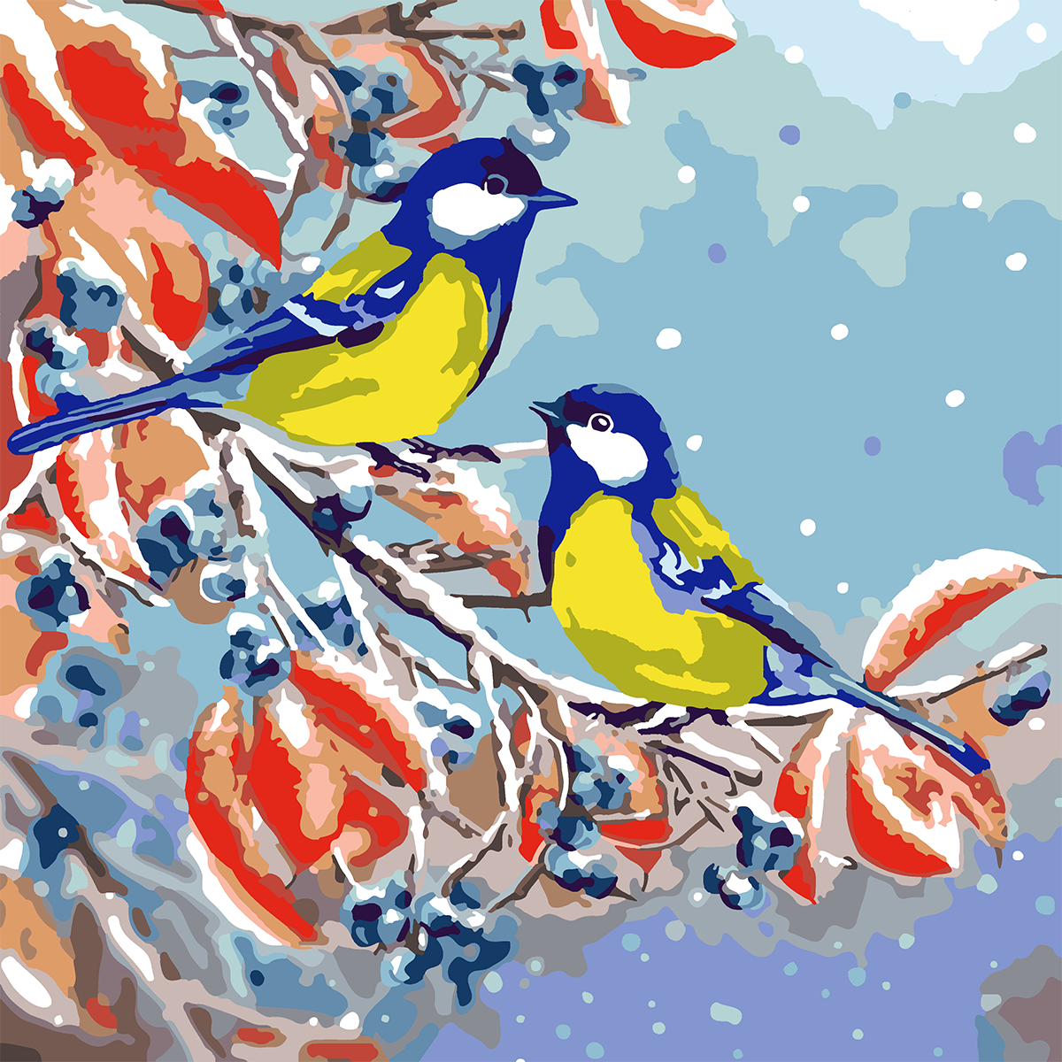 Картина по номерам SANTI Украинские синички 40*40см