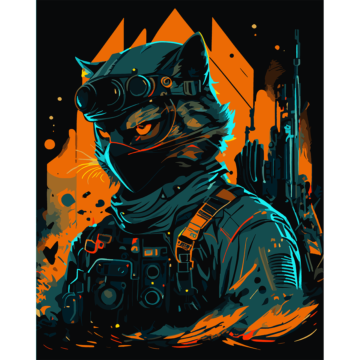 Картина за номерами SANTI Кіт-Кіборг 40x50см ©zubenko_ai_art