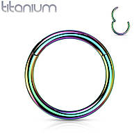 Кольцо кликер из титана Spikes RHT4-2010-W серьга для пирсинга септума, хряща уха (0,8 мм, 10 мм Разноцветный)